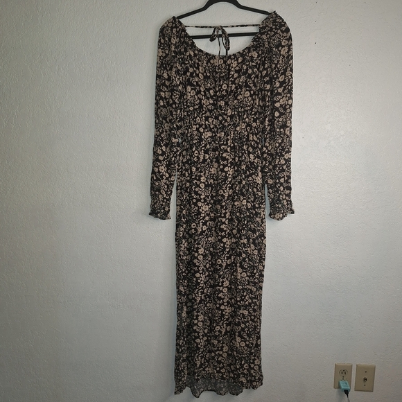 Sonoma Floral Maxi Dress MATERNITY Large Black with Tan Flowers - Picture 2 of 11